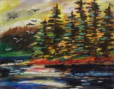 ORIGINAL Landscape  Pastel Painting JMW art John Williams Impressionism