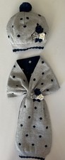 MAYORAL BABY GIRL HAT SCARF 6 MONTH GREY NAVY SPANISH DESIGNED NWT