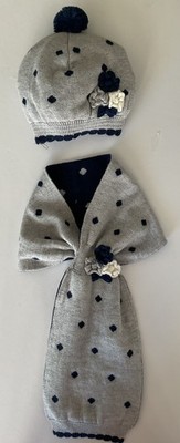 MAYORAL BABY GIRL  HAT &SCARF  6 MONTH GREY NAVY  SPANISH DESIGNED NWT