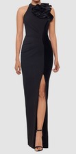 Betsy  Adam Women's Black Embellished Sleeveless Scuba Gown Dress Size 6