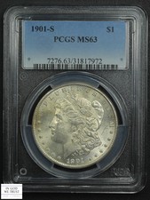 1901 S Morgan Silver Dollar $1 PCGS MS 63