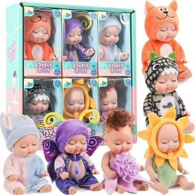 Hanaive 6 Pcs Mini Baby Dolls 4'' Easter Basket Dolls Tiny Reborn Cute Baby Doll