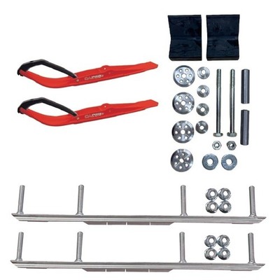 C&A Pro Red Razor Snowmobile Skis w/ 4.5'' Shaper Bars Complete Kit Arctic Cat