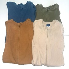 Old Navy Ribbed Footed Pajamas Lot 3-6M Neutral Zip Sleepers Baby 4Pc