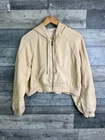 Free People Side Line Hoodie Hoody Top Size Small Beige Zip Up Lined We The Free