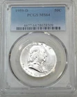 1959-D Franklin Half Dollar PCGS MS64 99% FBL Frosty White Just Graded PQ #F216E