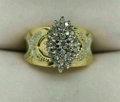 2Ct Round Cut Moissanite Women's Cluster Engagement Ring 14k Yellow Gold Plated