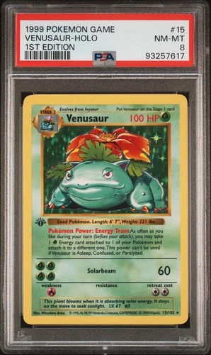 Venusaur Holo 15/102 1st Edition Game Pokemon PSA 8