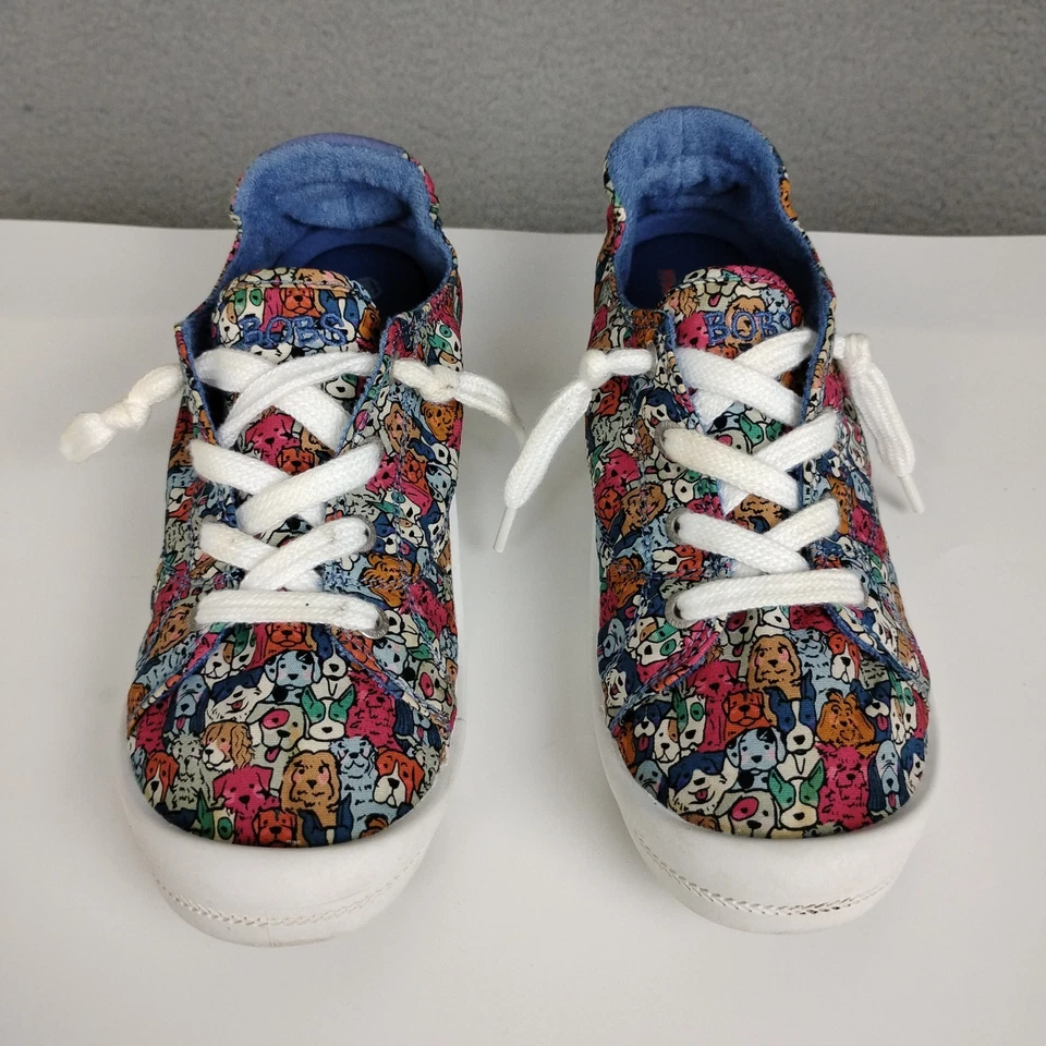 Zapatos Bobs From Skechers para mujer 8 con estampado de perro espuma viscoelástica con cordones informales sin cordones Foto 2 de 4