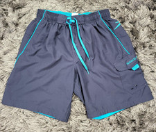 Speedo Swim Trunks Mens Medium Blue Mesh Lined Elastic Waist Pockets Drawstring