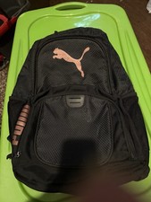 PUMA Black Hiking Backpack 4 Pockets Zipper Adjustable Straps Polyester