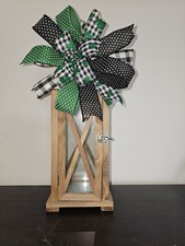 St. Patrick's Day Wreath Bow Party Decor Lantern Topper Clover shamrock glitter