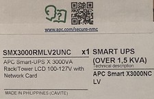 NEW APC Smart-UPS X 3000VA LCD Rack/Tower 120V SMX3000RMLV2UNC Network Card