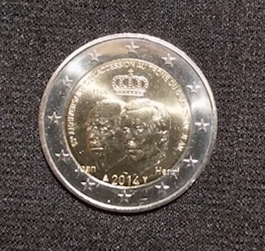 2 € Euro LUXEMBOURG 2014 Grand Duc Jean Neuve de Rouleau UNC sous caps. annotée - Photo 2/2
