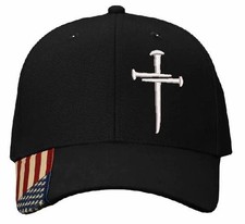 Christian Cross Baseball Cap Religious Sacred Nails hat, BLACK Adjustable Hat an