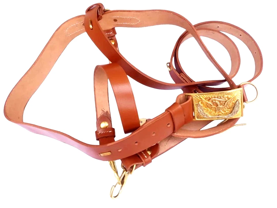 Unión de la Guerra Civil de los Estados Unidos Oficial Espada Cinturón Gorra Bolsa Ejército Cuero Fundas Foto 3 de 4