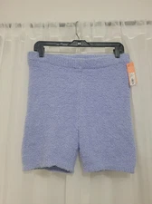 Colsie Blue Fuzzy Lounge Shorts – Soft Cozy Sleepwear, Multiple Sizes Available