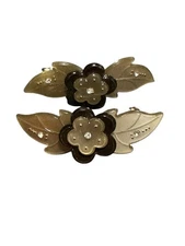 NEW hair clip accessories set of 2 brown flowers floral 