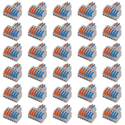 30Pcs Lever Wire Connectors, Quick Wiring Cable Connector Push-in Conductor T...