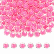 200 Pcs Acrylic Beads, 2mm Cute Beads for Bracelets, Transparent Rose Red