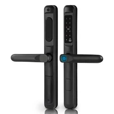 Fingerprint Smart Door Lock Slim Handle + Latch Black Keyless Entry - NEW