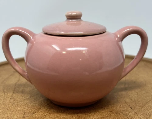 Vintage Bauer Pottery Monterey Modern - Line Pink Sugar Bowl - 1950's