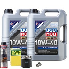 Motoröl 10W40 LIQUI MOLY 10L+MANN Ölfilter+Ölschlammspülung+Ölablassschraube