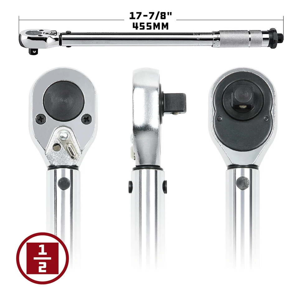 Powerbuilt 1/2 Inch Drive Micrometer Ratcheting Torque Wrench (10-150 ftlb) - - Image 3 of 4