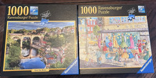 Ravensburger 1000 Piece Puzzles Lot of 2 OVER THE RIVER WINDOW SHOPPERS Lot 8