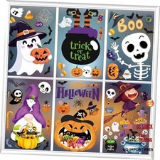 9 Sheets Halloween Window Clings - Cute Window Stickers for Home Party - Lovely