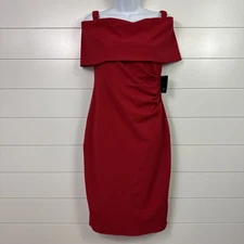 NWT Marina Sleeveless Straight Pencil Knee Length Dress Red Women's sz 4