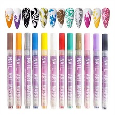 12 Colors Nail Art Pens Set, 2026 New DIY Nail Art Markers Drawing Painting Line