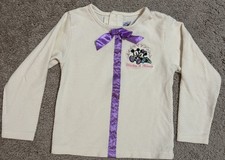 Vtg Mickey  Co Kids Long Sleeve Mickey Minnie embroidery w/ purple ribbon sz 4