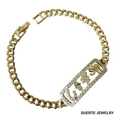 14K Gold Plated Evil Eye Amulet Bracelet Oro Laminado Mal De Ojo Pulsera 7.5