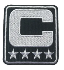 CAPTAIN FOOTBALL JERSEY 4 STAR - BLACK/WHITE - Iron On/Sew-On Patch