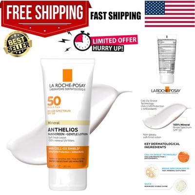 Anthelios Mineral Sunscreen SPF 50 Gentle Lotion, Broad Spectrum SPF + Antiox...