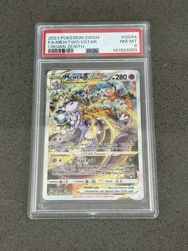 2023 POKEMON SWORD & SHIELD CROWN ZENITH #GG44 FULL ART/MEWTWO VSTAR PSA 8