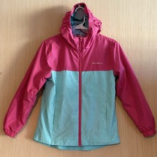 Eddie Bauer Girls Reversible Jacket Pink Blue Color Block Fleece 10/12  3 in 1  