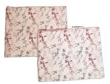 Set of 2 white flannel pillowcases w/ grey deep red stems 20 x 32 queen
