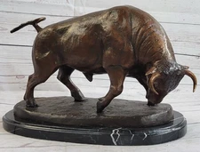 Art Deco Massive Charging Bull Hot Cast Bronze Sculpture made by Lost Wax Deal