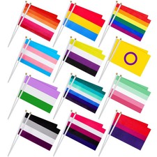 108 Pcs Mini Pride Flags Set LGBT Small Flag Hand Held Progress Rainbow Gay G...