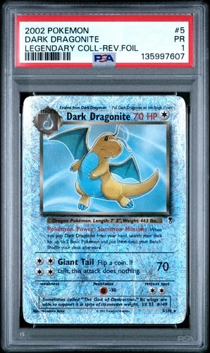 PSA 1 Dark Dragonite 5/110 Legendary Collection Reverse Holo Rare Pokemon Card