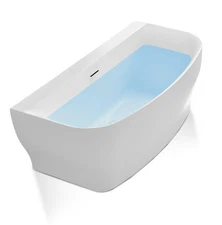 Bank 65x31 in. Freestanding Bathtub, Center Drain, Glossy White