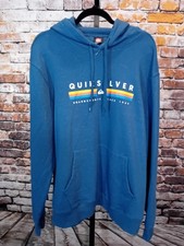 NWT Quicksilver Men's Big Logo Kangaroo Pocket Pullover Hoodie L Navy Heather