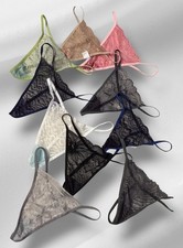 Lot of 10 Multicolor Sheer Lace G-String Thong String Bikini Panties S NWOT
