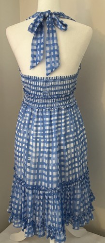 Lilly Pulitzer Cailee Kleid Neckholder Feelin Beachy Gingham Rüschen Bennet blau NEU - Bild 8 von 11