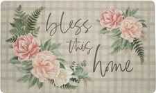 Anti-Fatigue PVC Printed Kitchen Floor Mat (18"x30") FLOWERS,BLESS THIS HOME, HL