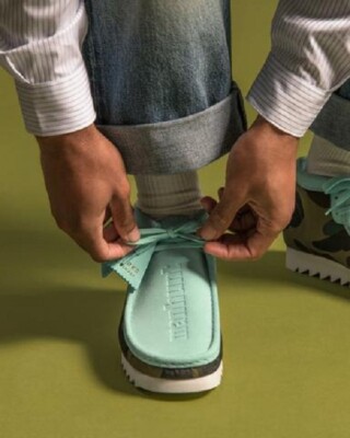 Clarks × A BATHING APE ワラビー【26】ダブルネーム 箱付 BAPE X CLARKS ORIGINALS X A BATHING APE BLUE WALLABEE BOOT