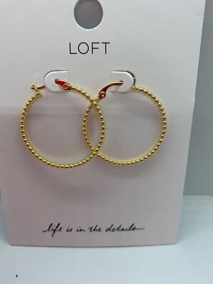 $29.50 Loft gold tone rope hoop earrings c14