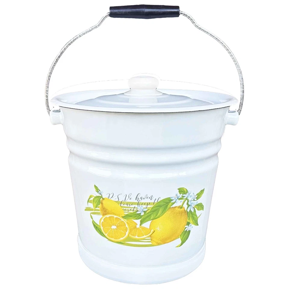 Eimer Emaille mit Deckel emailliert Kübel Eiseneimer Stahleimer Wassereimer 12 L - Bild 4 von 4
